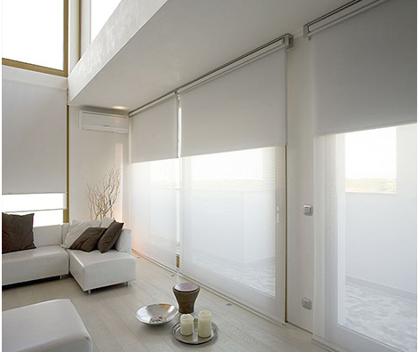 Double Roller Blind 150x200cm White Klemmfix without drilling Vario side-pull roller window 